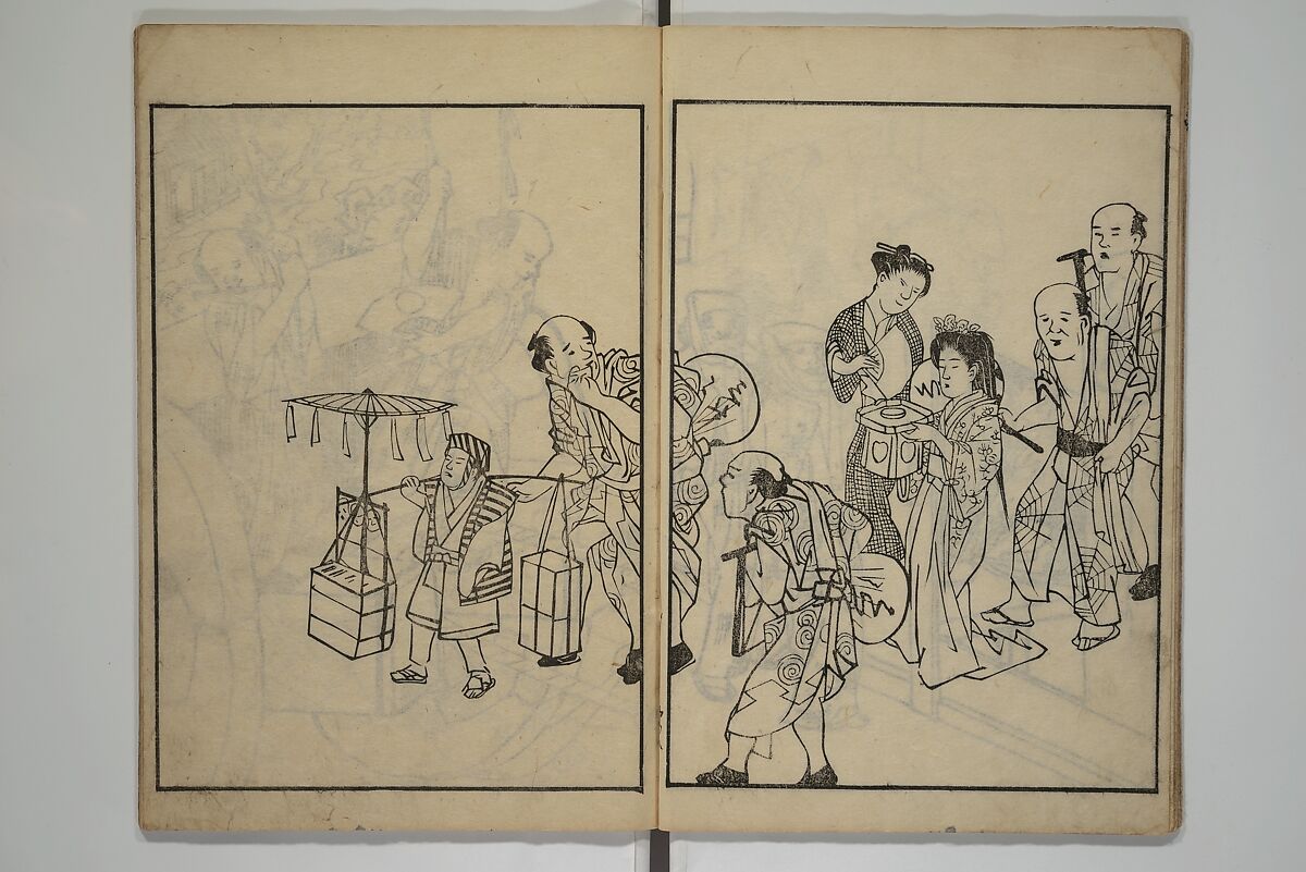 People of Yamato (Japan) Picture Album (Yamato jinbutsu gafu) 倭人物画譜, Yamaguchi Soken 山口素絢 (Japanese, 1759–1818), Set of three woodblock printed books; ink on paper, Japan
