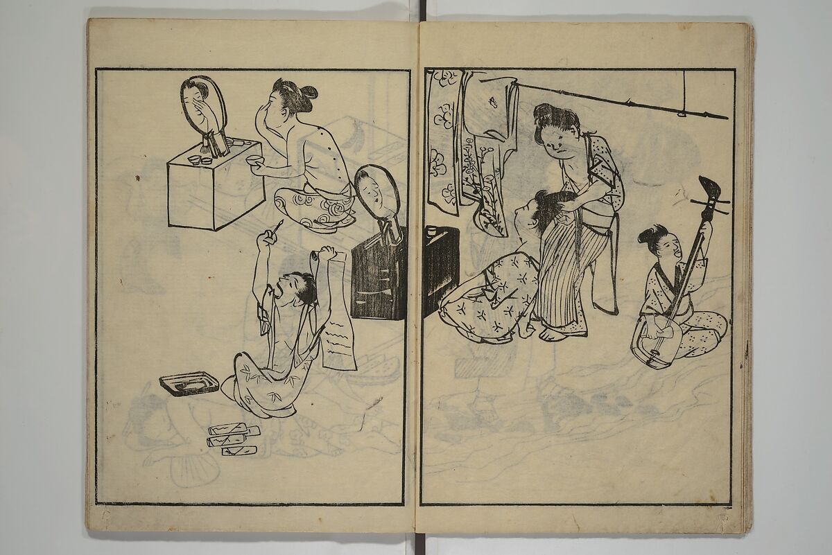 People of Yamato (Japan) Picture Album (Yamato jinbutsu gafu) 倭人物画譜, Yamaguchi Soken 山口素絢 (Japanese, 1759–1818), Set of three woodblock printed books; ink on paper, Japan