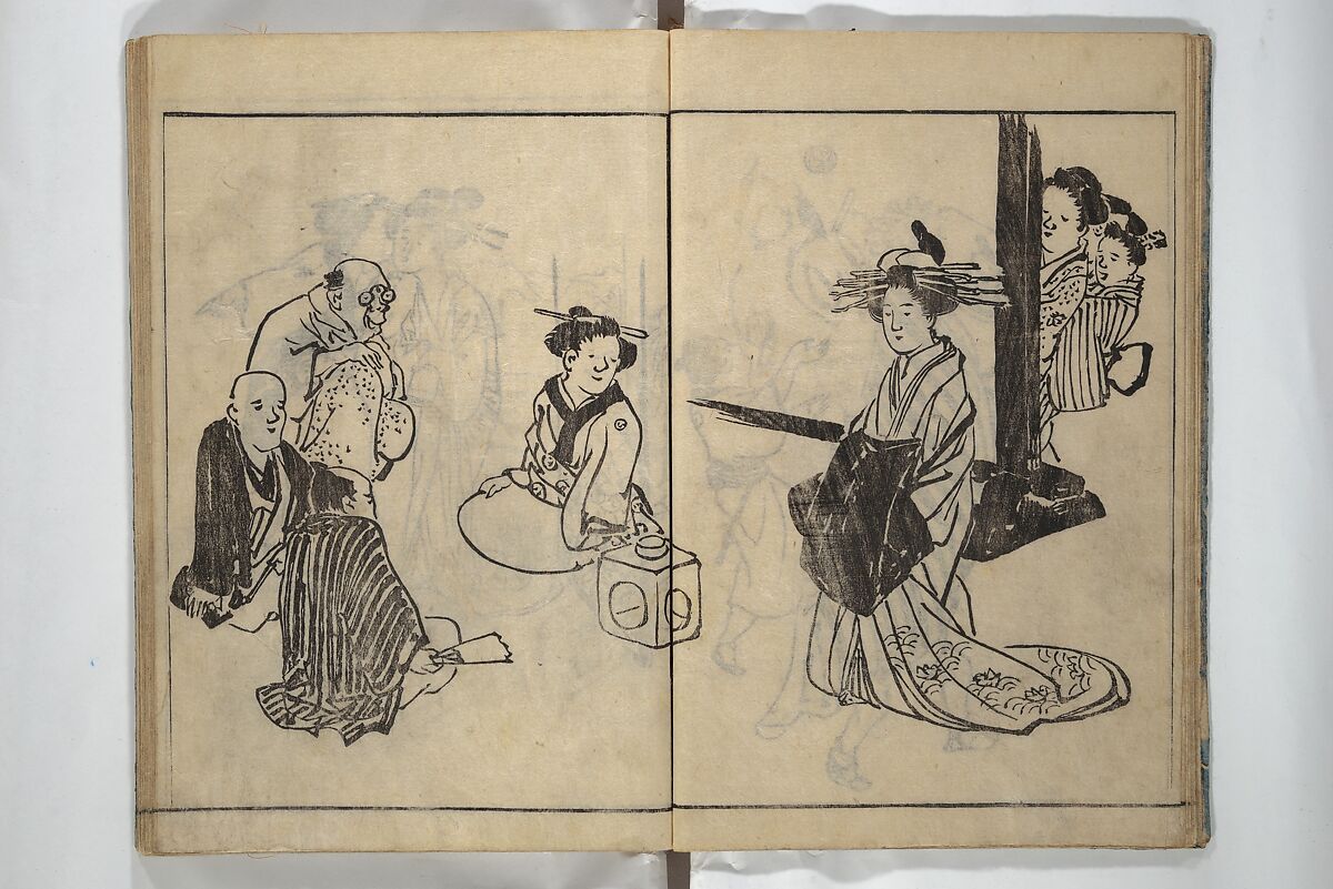 People of Yamato (Japan) Picture Album (Yamato jinbutsu gafu) Second series 倭人物画譜 後編, Yamaguchi Soken 山口素絢 (Japanese, 1759–1818), Woodblock printed book; ink on paper, Japan