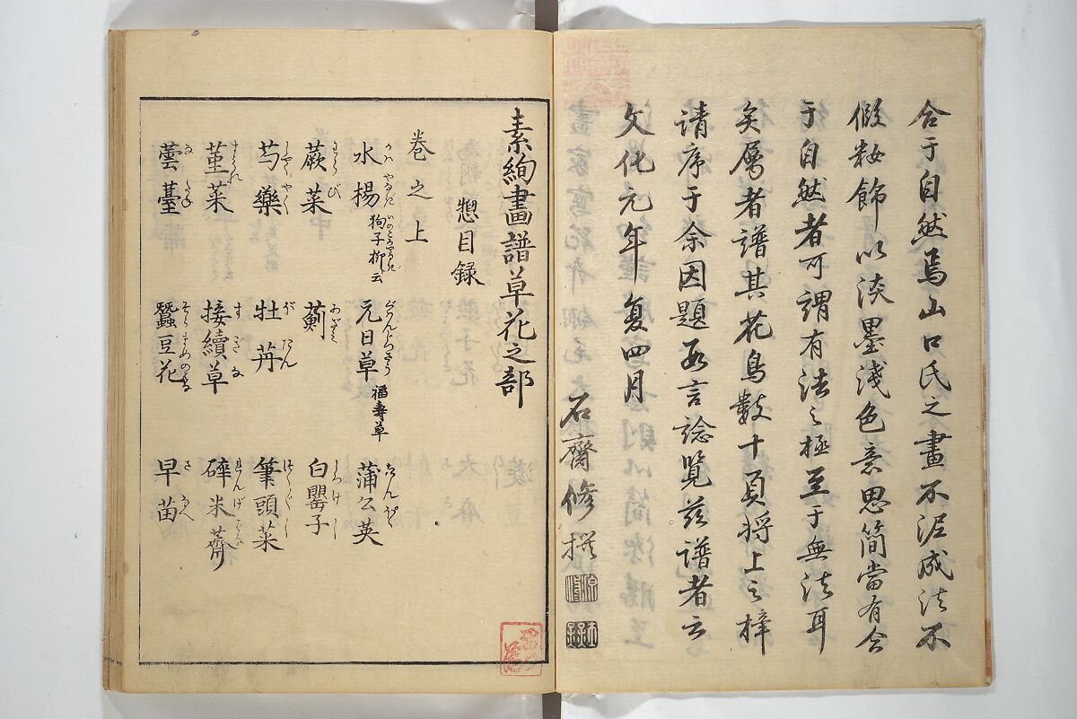 Soken Picture Album: The Plant Section (Soken gafu: Sōka no bu)  素絢画譜 草花之部, Yamaguchi Soken 山口素絢 (Japanese, 1759–1818), Woodblock printed book; ink on paper, Japan