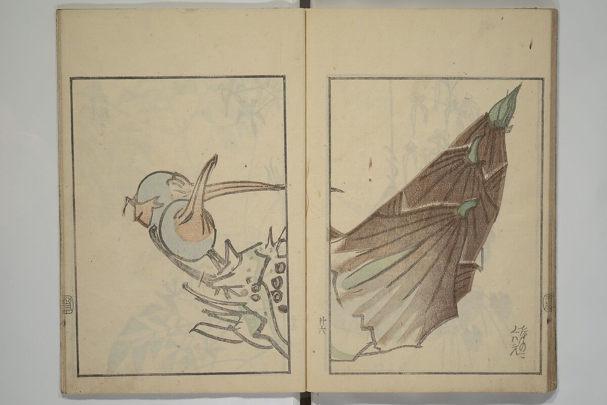 Suiseki Picture Album (Suiseki gafu nihen), Second Series 水石画譜 二編, Satō Suiseki 佐藤水石 (Japanese, active 1806–40), Woodblock printed book; ink and color on paper, Japan