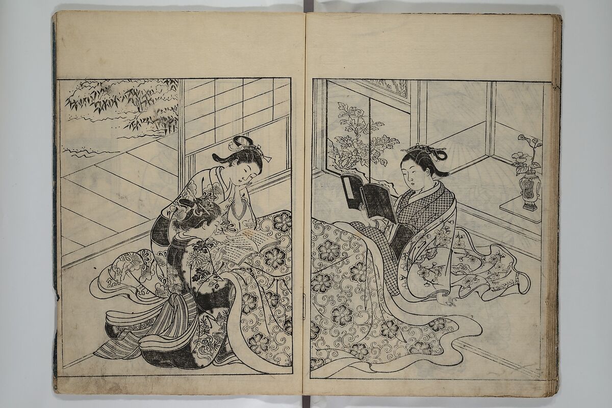 Picture Book of the Evergreens (Ehon tokiwagusa) 繪本常盤草, Nishikawa Sukenobu 西川祐信 (Japanese, 1671–1750), Woodblock-printed book; ink and hand-coloring on paper, Japan