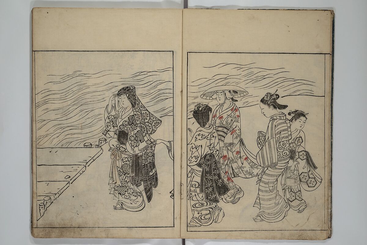 Picture Book of the Evergreens (Ehon tokiwagusa) 繪本常盤草, Nishikawa Sukenobu 西川祐信 (Japanese, 1671–1750), Woodblock-printed book; ink and hand-coloring on paper, Japan