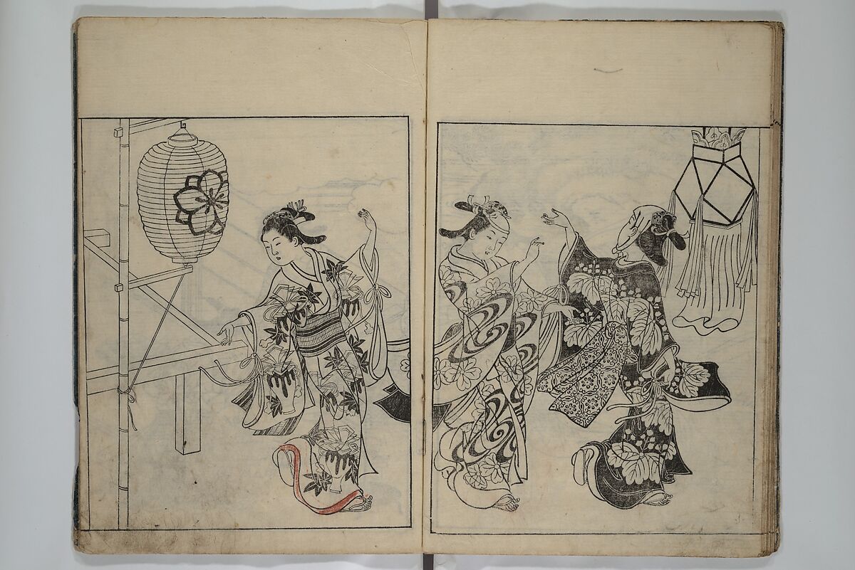 Picture Book of the Evergreens (Ehon tokiwagusa) 繪本常盤草, Nishikawa Sukenobu 西川祐信 (Japanese, 1671–1750), Woodblock-printed book; ink and hand-coloring on paper, Japan