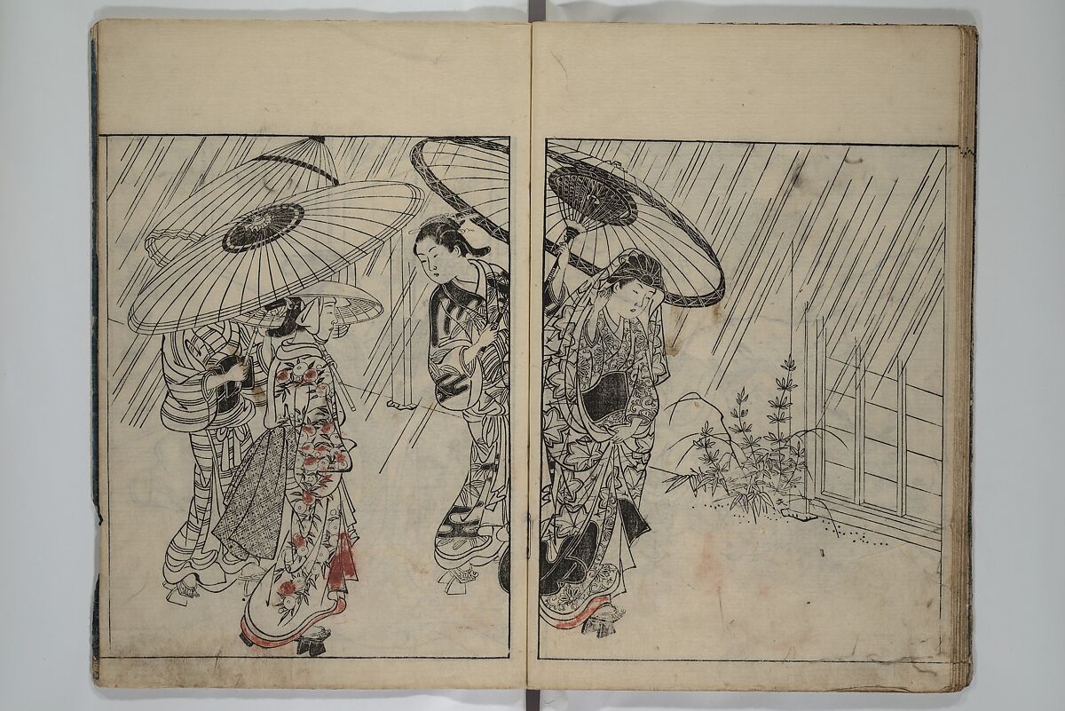 Picture Book of the Evergreens (Ehon tokiwagusa) 繪本常盤草, Nishikawa Sukenobu 西川祐信 (Japanese, 1671–1750), Woodblock-printed book; ink and hand-coloring on paper, Japan