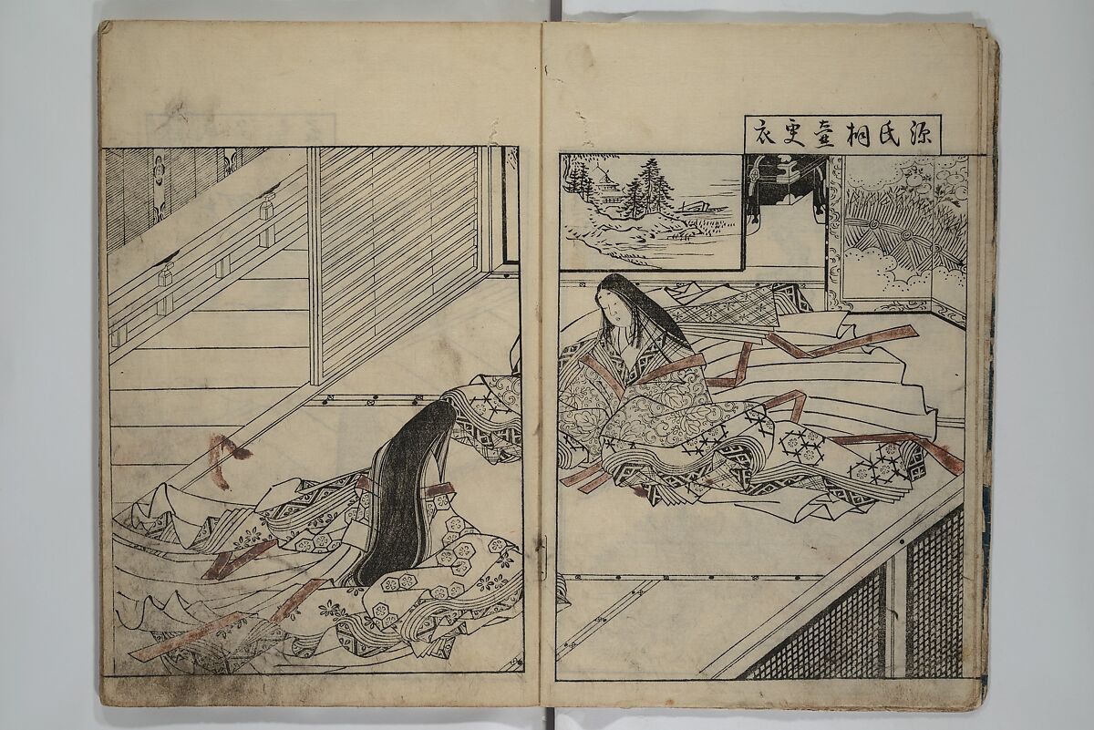 Picture Book of the Evergreens (Ehon tokiwagusa) 繪本常盤草, Nishikawa Sukenobu 西川祐信 (Japanese, 1671–1750), Woodblock-printed book; ink and hand-coloring on paper, Japan