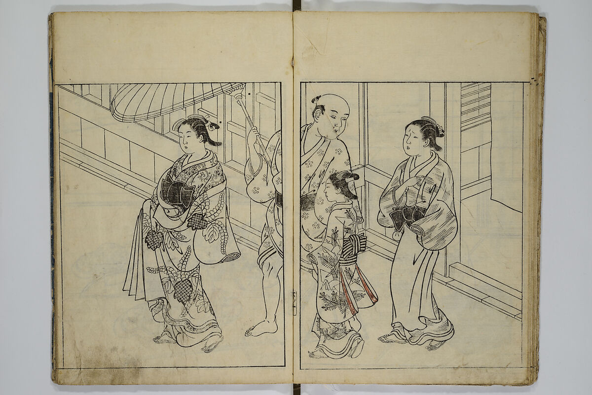 Picture Book of the Evergreens (Ehon tokiwagusa) 繪本常盤草, Nishikawa Sukenobu 西川祐信 (Japanese, 1671–1750), Woodblock-printed book; ink and hand-coloring on paper, Japan