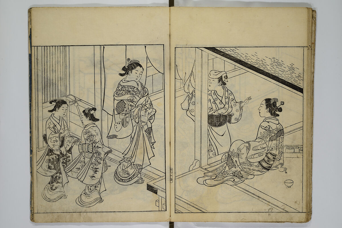 Picture Book of the Evergreens (Ehon tokiwagusa) 繪本常盤草, Nishikawa Sukenobu 西川祐信 (Japanese, 1671–1750), Woodblock-printed book; ink and hand-coloring on paper, Japan