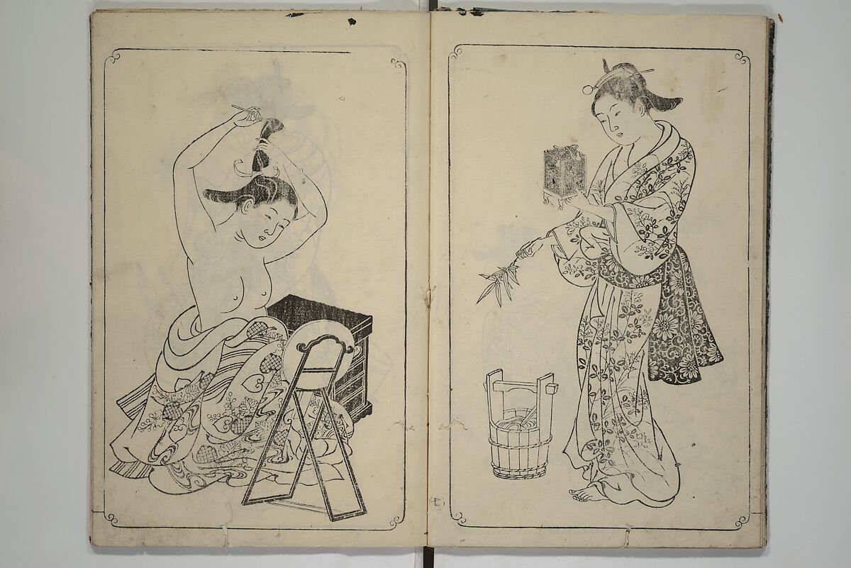 Picture Book of Mount Asaka (Ehon asakayama) 絵本浅香山, Nishikawa Sukenobu 西川祐信 (Japanese, 1671–1750), Woodblock printed book; ink on paper, Japan