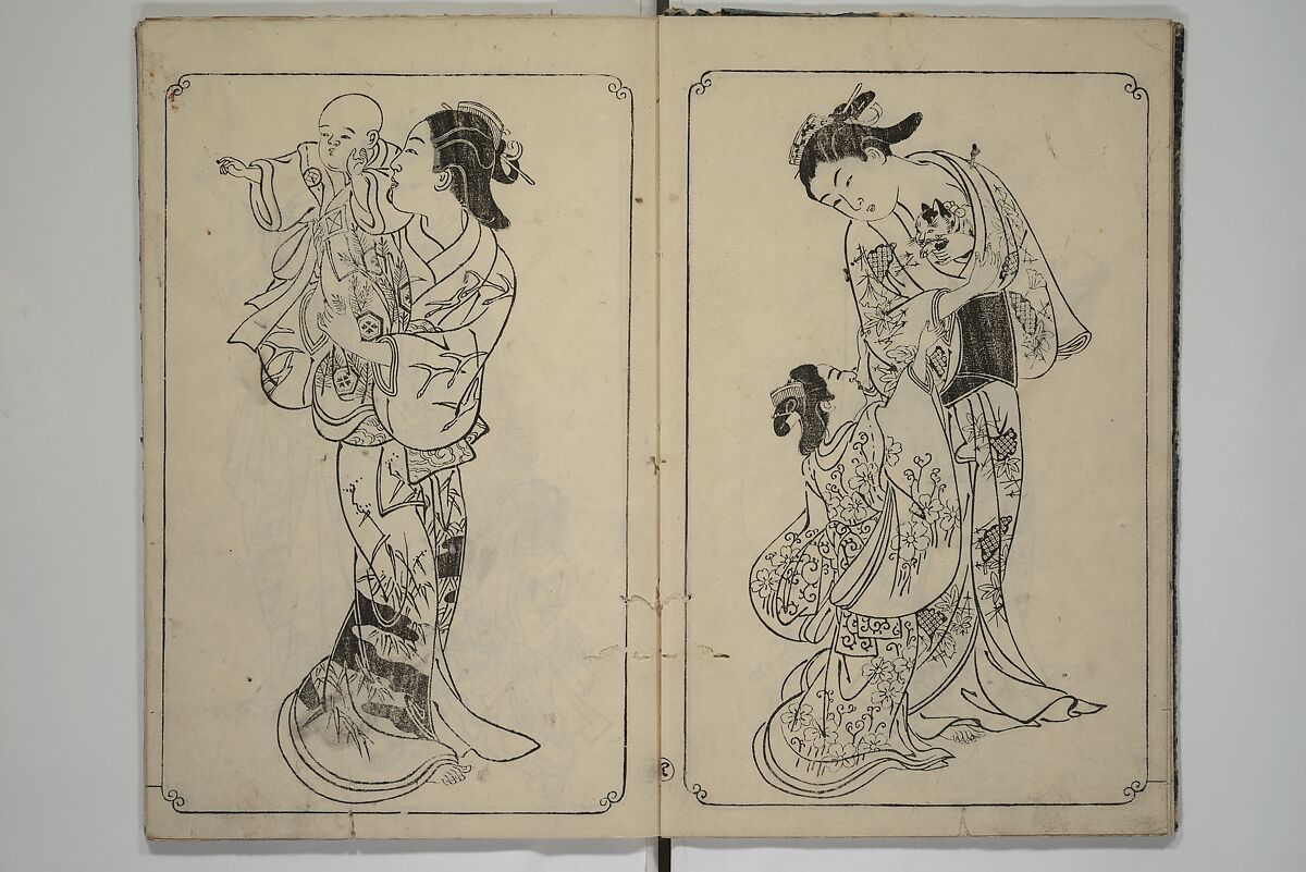 Picture Book of Mount Asaka (Ehon asakayama) 絵本浅香山, Nishikawa Sukenobu 西川祐信 (Japanese, 1671–1750), Woodblock printed book; ink on paper, Japan