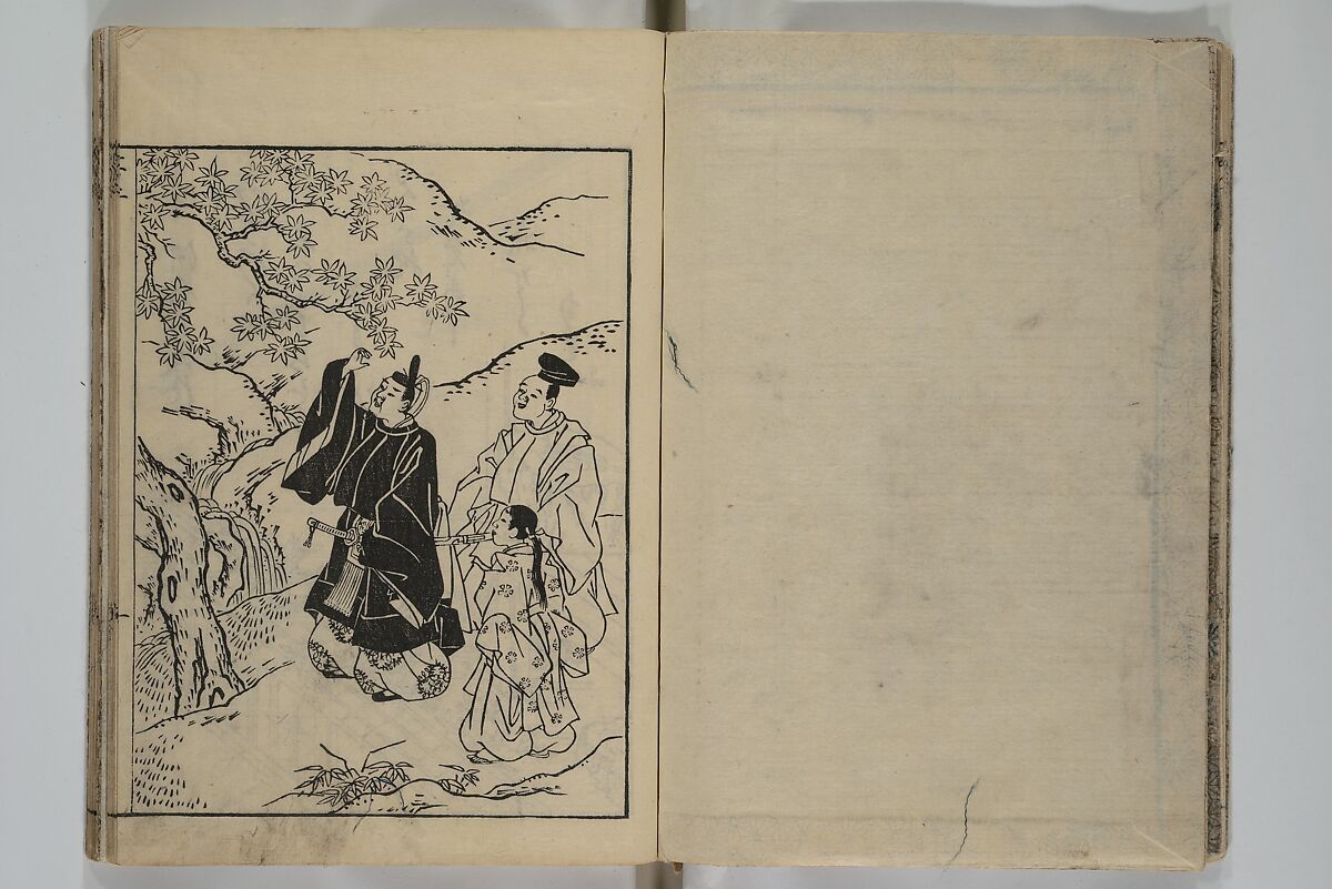 Picture Book of Ogura Hill (Ehon ogurayama) 絵本小倉山, Nishikawa Sukenobu 西川祐信 (Japanese, 1671–1750), Set of three woodblock-printed books bound as one volume; ink on paper, Japan
