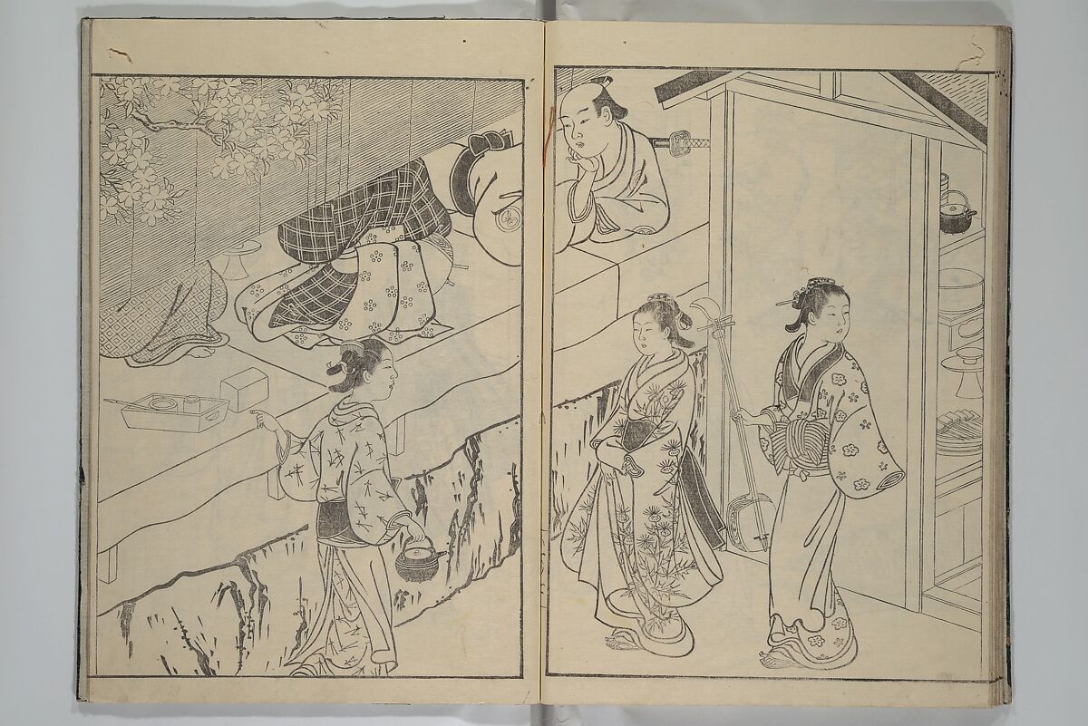 Picture Book of Komatsubara (Ehon komatsubara) 絵本小松原, Nishikawa Sukenobu 西川祐信 (Japanese, 1671–1750), Woodblock-printed book; ink on paper, Japan