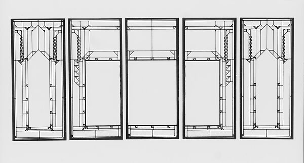 Living Room from the Francis W. Little House: Windows and paneling, Frank Lloyd Wright (American, Richland Center, Wisconsin 1867–1959 Phoenix, Arizona), Oak, leaded glass, American