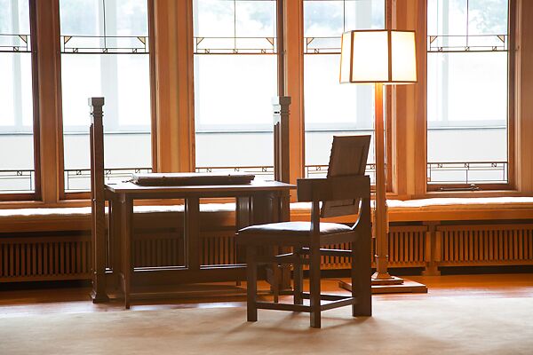 Living Room from the Francis W. Little House: Windows and paneling, Frank Lloyd Wright (American, Richland Center, Wisconsin 1867–1959 Phoenix, Arizona), Oak, leaded glass, American