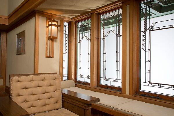 Living Room from the Francis W. Little House: Windows and paneling, Frank Lloyd Wright (American, Richland Center, Wisconsin 1867–1959 Phoenix, Arizona), Oak, leaded glass, American