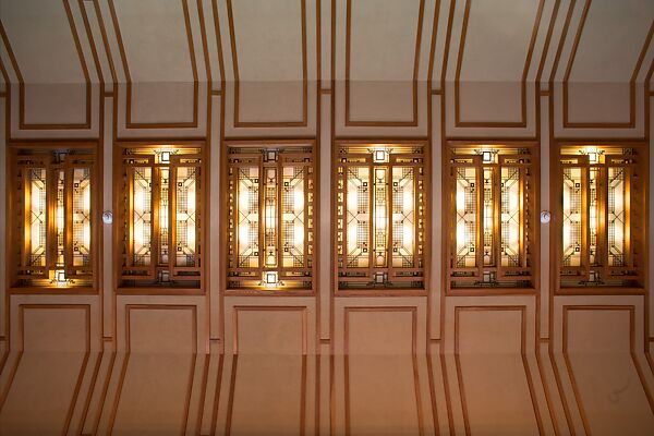 Living Room from the Francis W. Little House: Windows and paneling, Frank Lloyd Wright (American, Richland Center, Wisconsin 1867–1959 Phoenix, Arizona), Oak, leaded glass, American