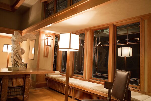 Living Room from the Francis W. Little House: Windows and paneling, Frank Lloyd Wright (American, Richland Center, Wisconsin 1867–1959 Phoenix, Arizona), Oak, leaded glass, American