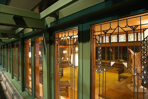 Living Room from the Francis W. Little House: Windows and paneling, Frank Lloyd Wright (American, Richland Center, Wisconsin 1867–1959 Phoenix, Arizona), Oak, leaded glass, American