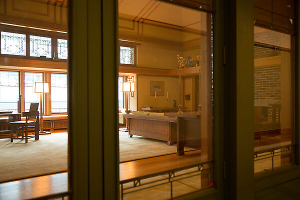 Living Room from the Francis W. Little House: Windows and paneling, Frank Lloyd Wright (American, Richland Center, Wisconsin 1867–1959 Phoenix, Arizona), Oak, leaded glass, American