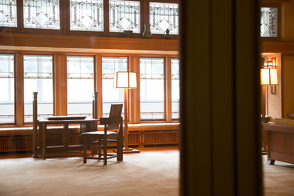 Living Room from the Francis W. Little House: Windows and paneling, Frank Lloyd Wright (American, Richland Center, Wisconsin 1867–1959 Phoenix, Arizona), Oak, leaded glass, American