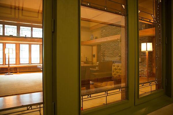 Living Room from the Francis W. Little House: Windows and paneling, Frank Lloyd Wright (American, Richland Center, Wisconsin 1867–1959 Phoenix, Arizona), Oak, leaded glass, American