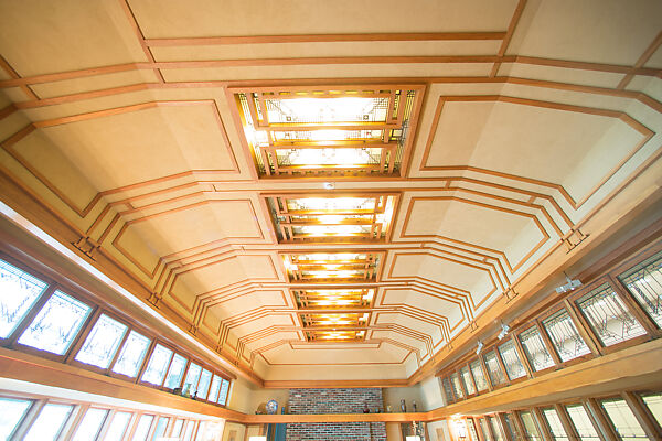 Living Room from the Francis W. Little House: Windows and paneling, Frank Lloyd Wright (American, Richland Center, Wisconsin 1867–1959 Phoenix, Arizona), Oak, leaded glass, American