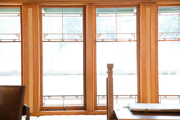 Living Room from the Francis W. Little House: Windows and paneling, Frank Lloyd Wright (American, Richland Center, Wisconsin 1867–1959 Phoenix, Arizona), Oak, leaded glass, American