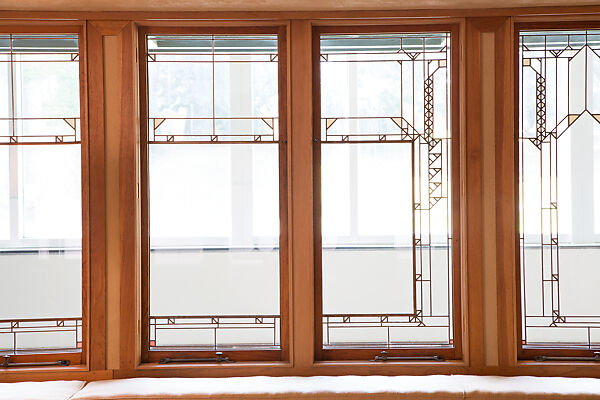 Living Room from the Francis W. Little House: Windows and paneling, Frank Lloyd Wright (American, Richland Center, Wisconsin 1867–1959 Phoenix, Arizona), Oak, leaded glass, American