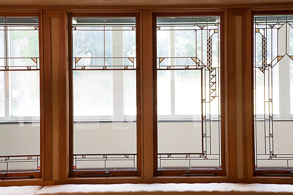Living Room from the Francis W. Little House: Windows and paneling, Frank Lloyd Wright (American, Richland Center, Wisconsin 1867–1959 Phoenix, Arizona), Oak, leaded glass, American