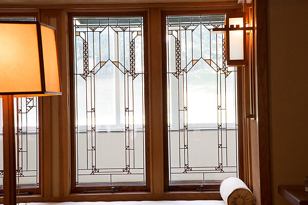 Living Room from the Francis W. Little House: Windows and paneling, Frank Lloyd Wright (American, Richland Center, Wisconsin 1867–1959 Phoenix, Arizona), Oak, leaded glass, American