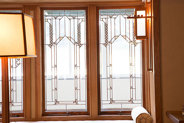 Living Room from the Francis W. Little House: Windows and paneling, Frank Lloyd Wright (American, Richland Center, Wisconsin 1867–1959 Phoenix, Arizona), Oak, leaded glass, American