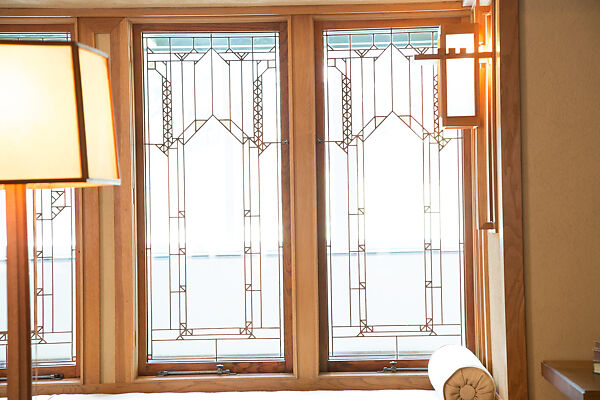 Living Room from the Francis W. Little House: Windows and paneling, Frank Lloyd Wright (American, Richland Center, Wisconsin 1867–1959 Phoenix, Arizona), Oak, leaded glass, American