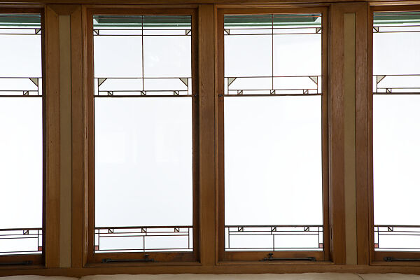 Living Room from the Francis W. Little House: Windows and paneling, Frank Lloyd Wright (American, Richland Center, Wisconsin 1867–1959 Phoenix, Arizona), Oak, leaded glass, American