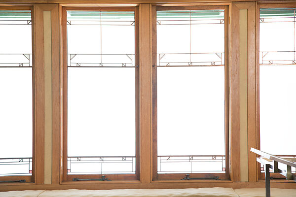 Living Room from the Francis W. Little House: Windows and paneling, Frank Lloyd Wright (American, Richland Center, Wisconsin 1867–1959 Phoenix, Arizona), Oak, leaded glass, American