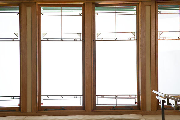Living Room from the Francis W. Little House: Windows and paneling, Frank Lloyd Wright (American, Richland Center, Wisconsin 1867–1959 Phoenix, Arizona), Oak, leaded glass, American