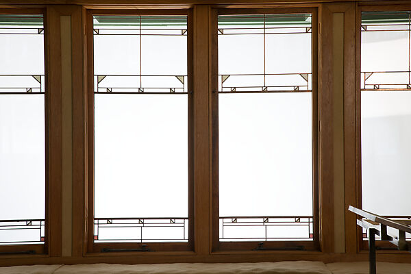 Living Room from the Francis W. Little House: Windows and paneling, Frank Lloyd Wright (American, Richland Center, Wisconsin 1867–1959 Phoenix, Arizona), Oak, leaded glass, American