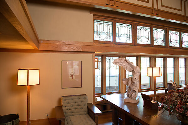 Living Room from the Francis W. Little House: Windows and paneling, Frank Lloyd Wright (American, Richland Center, Wisconsin 1867–1959 Phoenix, Arizona), Oak, leaded glass, American