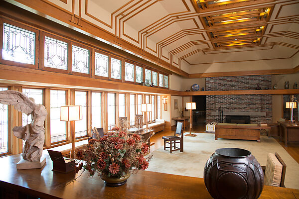 Living Room from the Francis W. Little House: Windows and paneling, Frank Lloyd Wright (American, Richland Center, Wisconsin 1867–1959 Phoenix, Arizona), Oak, leaded glass, American