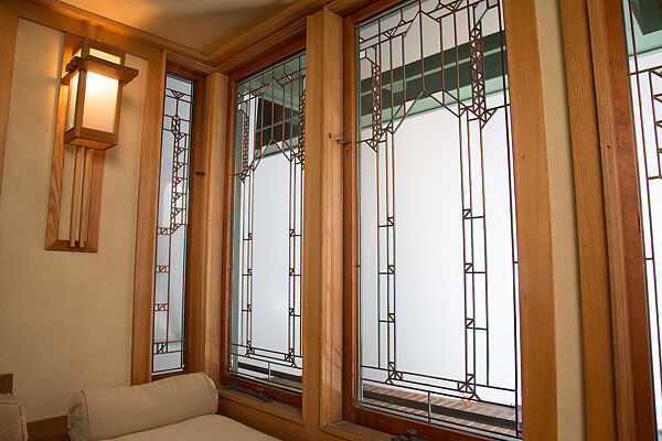 Living Room from the Francis W. Little House: Windows and paneling, Frank Lloyd Wright (American, Richland Center, Wisconsin 1867–1959 Phoenix, Arizona), Oak, leaded glass, American