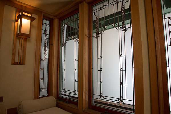 Living Room from the Francis W. Little House: Windows and paneling, Frank Lloyd Wright (American, Richland Center, Wisconsin 1867–1959 Phoenix, Arizona), Oak, leaded glass, American