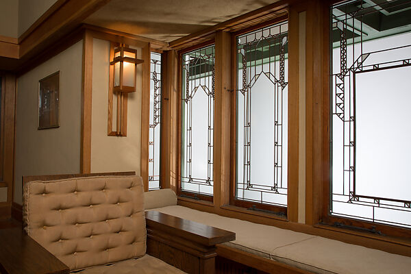 Living Room from the Francis W. Little House: Windows and paneling, Frank Lloyd Wright (American, Richland Center, Wisconsin 1867–1959 Phoenix, Arizona), Oak, leaded glass, American