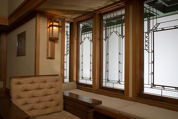 Living Room from the Francis W. Little House: Windows and paneling, Frank Lloyd Wright (American, Richland Center, Wisconsin 1867–1959 Phoenix, Arizona), Oak, leaded glass, American