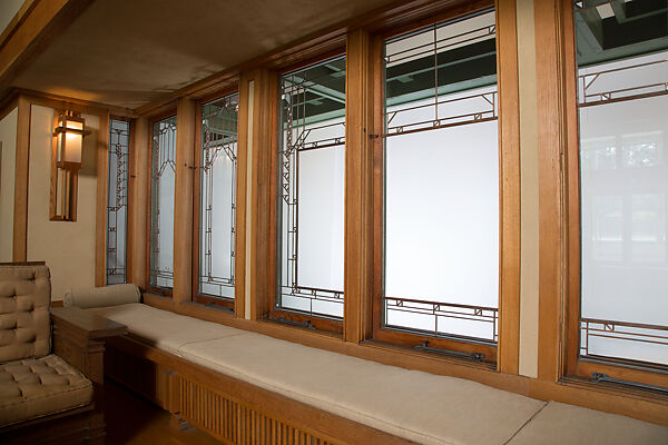 Living Room from the Francis W. Little House: Windows and paneling, Frank Lloyd Wright (American, Richland Center, Wisconsin 1867–1959 Phoenix, Arizona), Oak, leaded glass, American