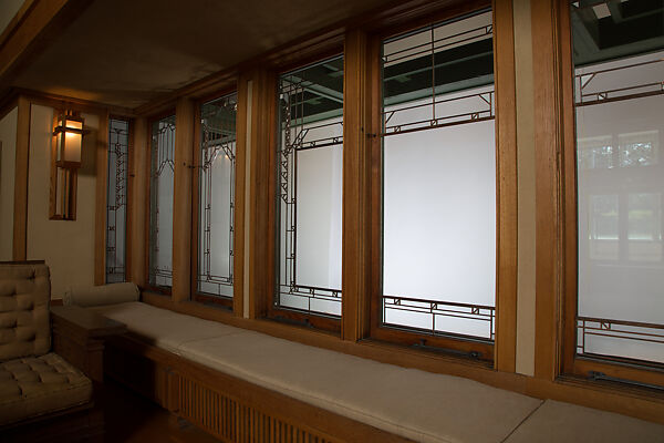Living Room from the Francis W. Little House: Windows and paneling, Frank Lloyd Wright (American, Richland Center, Wisconsin 1867–1959 Phoenix, Arizona), Oak, leaded glass, American