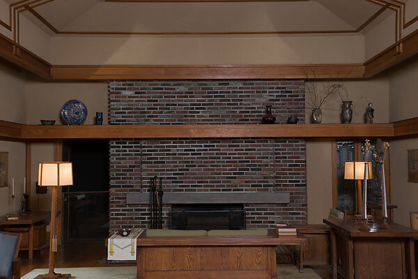 Living Room from the Francis W. Little House: Windows and paneling, Frank Lloyd Wright (American, Richland Center, Wisconsin 1867–1959 Phoenix, Arizona), Oak, leaded glass, American
