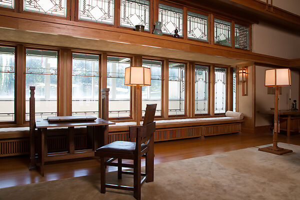 Living Room from the Francis W. Little House: Windows and paneling, Frank Lloyd Wright (American, Richland Center, Wisconsin 1867–1959 Phoenix, Arizona), Oak, leaded glass, American