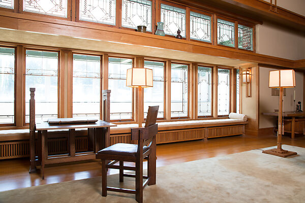 Living Room from the Francis W. Little House: Windows and paneling, Frank Lloyd Wright (American, Richland Center, Wisconsin 1867–1959 Phoenix, Arizona), Oak, leaded glass, American