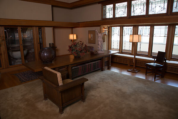 Living Room from the Francis W. Little House: Windows and paneling, Frank Lloyd Wright (American, Richland Center, Wisconsin 1867–1959 Phoenix, Arizona), Oak, leaded glass, American