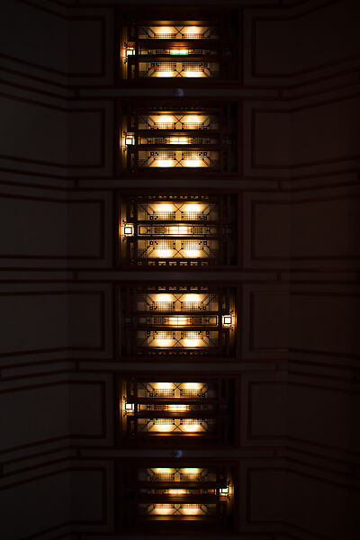 Living Room from the Francis W. Little House: Windows and paneling, Frank Lloyd Wright (American, Richland Center, Wisconsin 1867–1959 Phoenix, Arizona), Oak, leaded glass, American