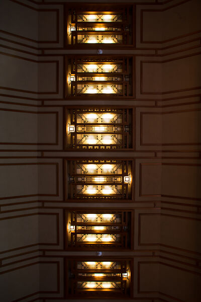 Living Room from the Francis W. Little House: Windows and paneling, Frank Lloyd Wright (American, Richland Center, Wisconsin 1867–1959 Phoenix, Arizona), Oak, leaded glass, American